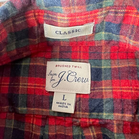 J.Crew Brushed Twill Classic Fit Button Down Shirt Holiday Plaid Men L Cabincore - Picture 9 of 12